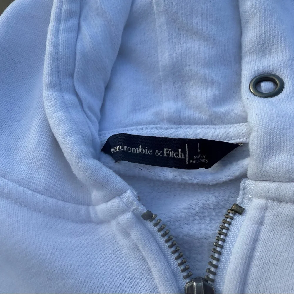 Y2K Abercrombie & Fitch Oversized White Zip Up Hoodie Sweatshirt Women’s Large - Picture 4 of 9